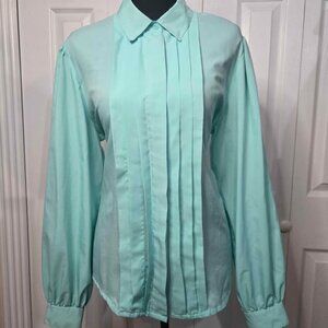 Carriage Court Vintage Tiffany Blue Button Top 16 Edwardian Victorian Pleated